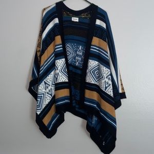Tribal print poncho sweater